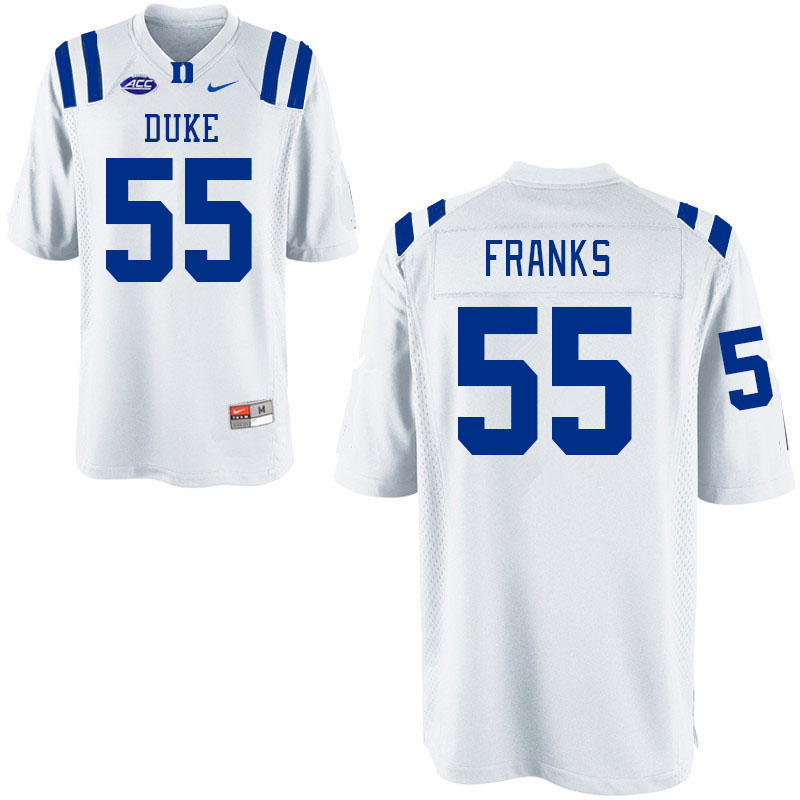 Men #55 Zachary Franks Duke Blue Devils College Football Jerseys Stitched-White